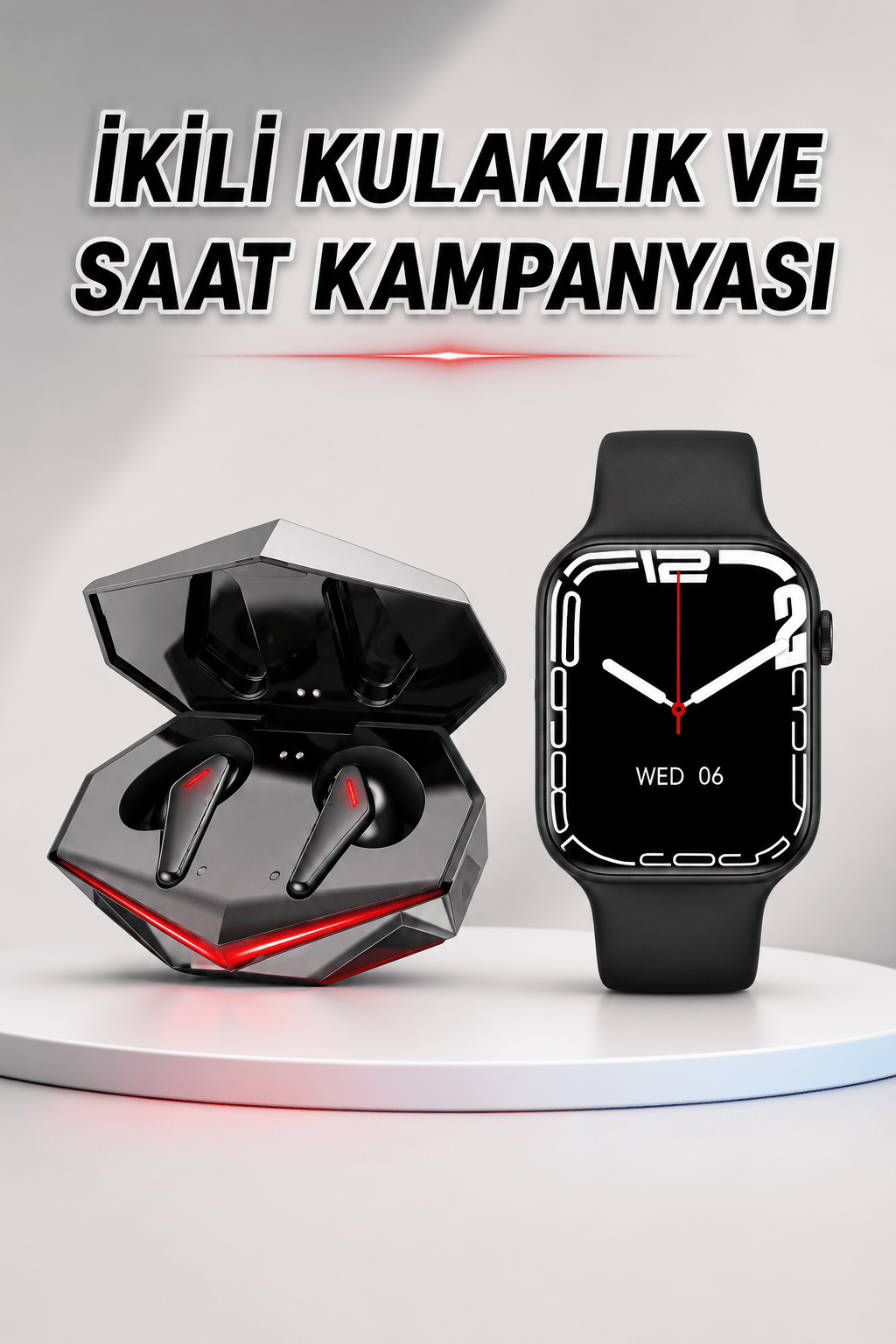 İkili Set Dev Kampanya Ucuz Kulaklık Ucuz Akıllı Saat Gürültü Önleyici Uzun Pil Ömrü