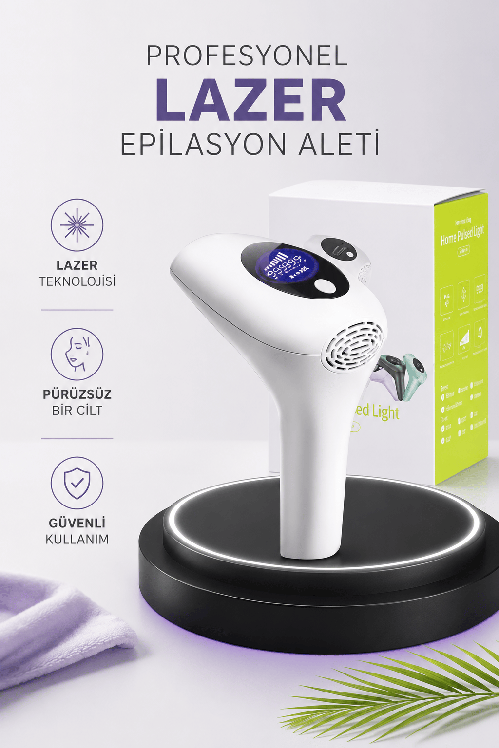 IPL Lazer Teknolojili Dijital Ekranlı Epilasyon Cihazı