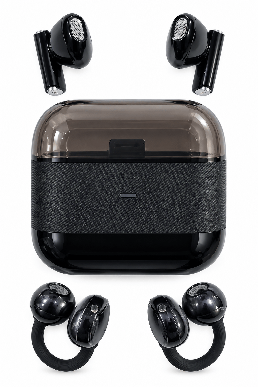 Kablosuz Bluetooth Kulaklık 2’si 1 Arada Klipsli Kulak İçi 4’lü Siyah