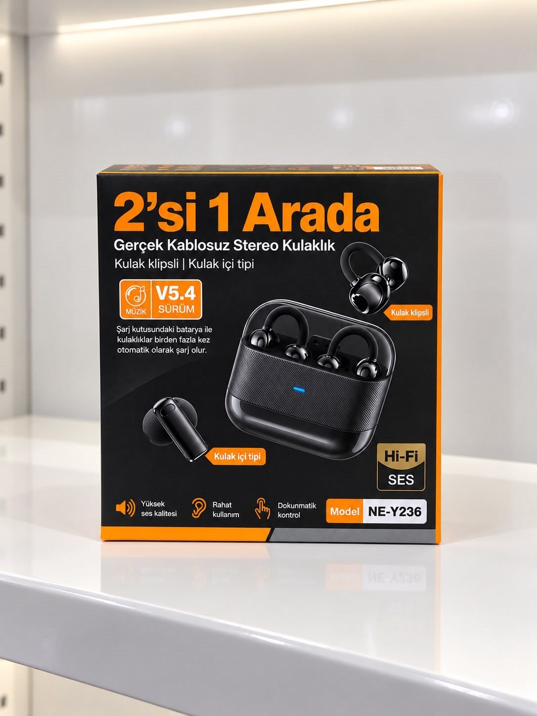 Kablosuz Bluetooth Kulaklık 4 Kulaklıklı 2’si 1 Arada Siyah