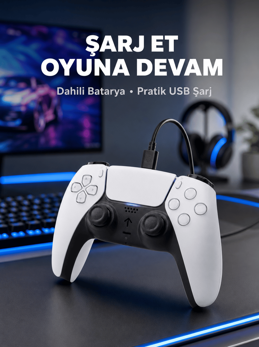 Kablosuz Oyun Kolu PS5 Uyumlu Ergonomik Tasarım ve Hassas Kontrol Yeni Nesil