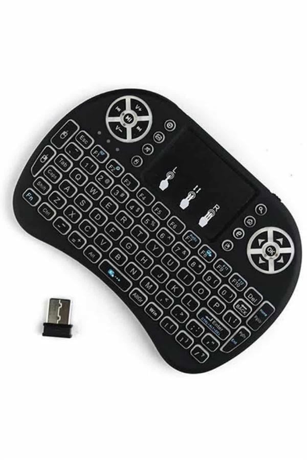 Kablosuz Türkçe Q Klavye RGB Işıklı Televizyon Ps3 Dokunmatik Mouse