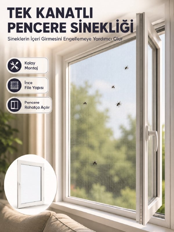 Kesilebilir Pencere Sinekliği Cırt Bantlı Sinek Koruma Filesi
