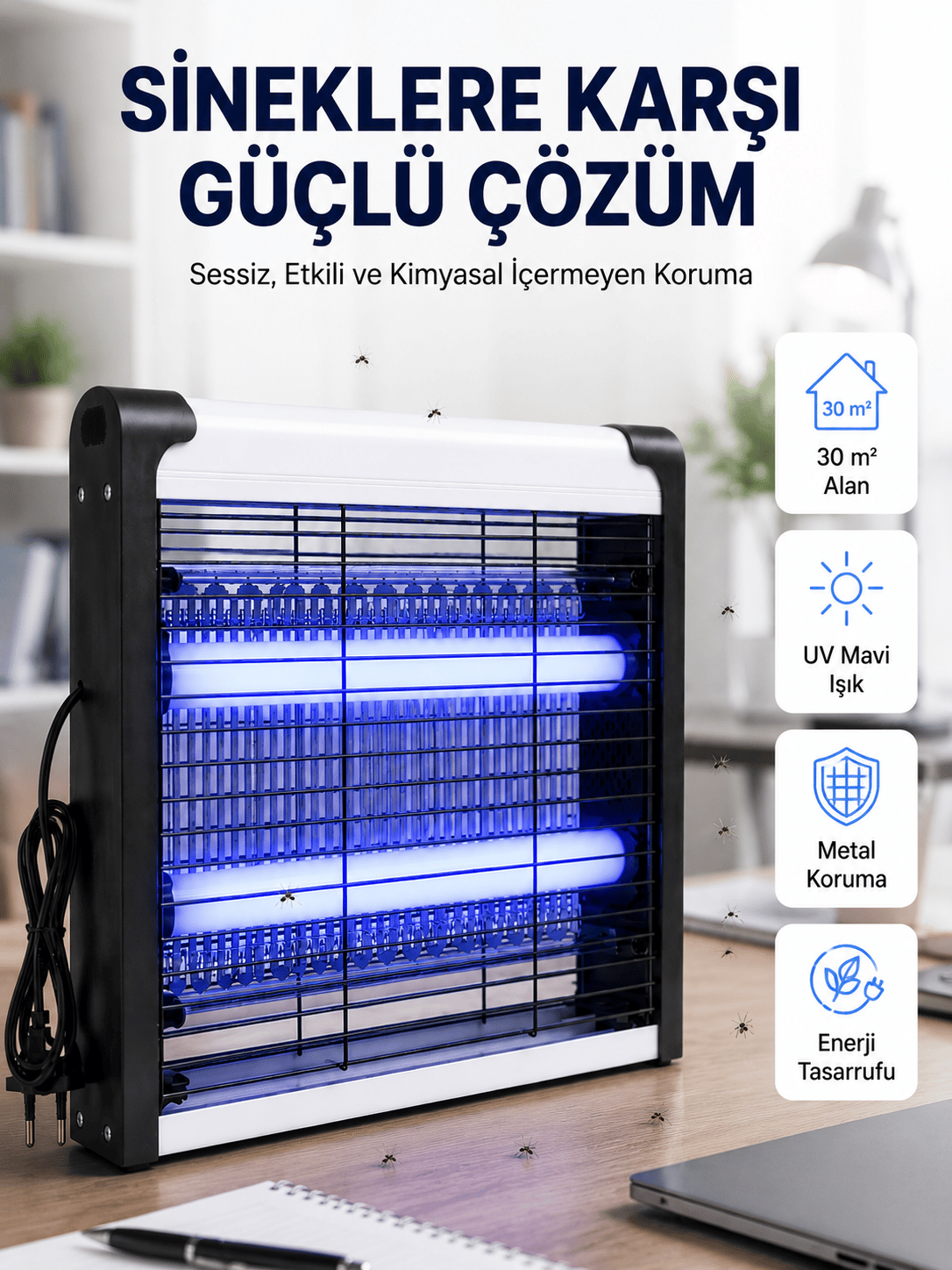 Kimyasal İçermeyen UV Işıklı Elektrikli Sinek ve Böcek Öldürücü