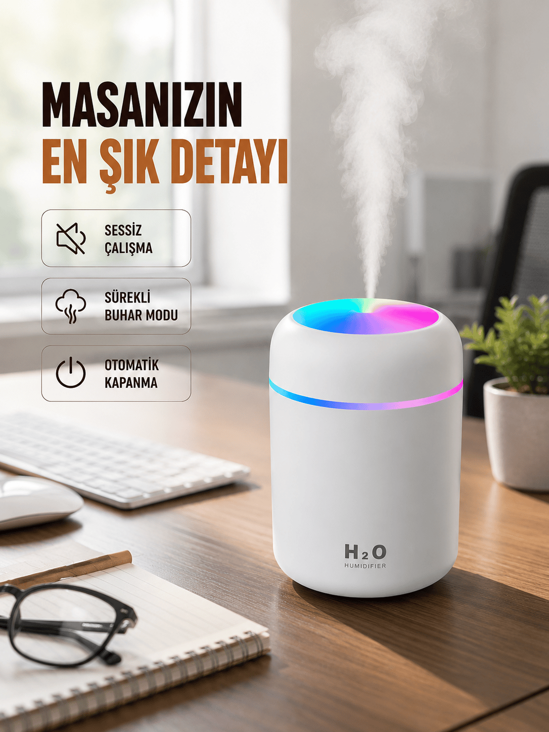 Kompakt Boyutlu Nemlendirici – 30-45ml/h Buhar Kapasiteli