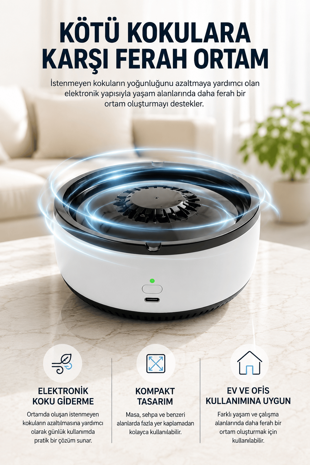 Küllük Duman Giderici Temizlenebilir Elektronik Pilli