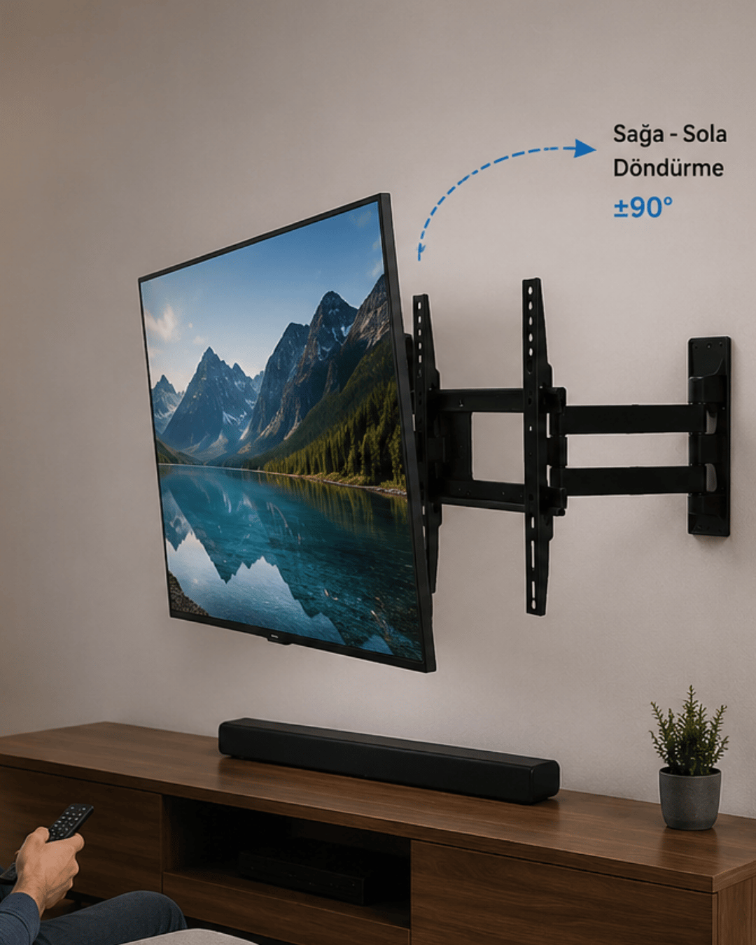 LCD LED TV Duvar Aparatı Çift Kollu Hareketli Askı Sistemi