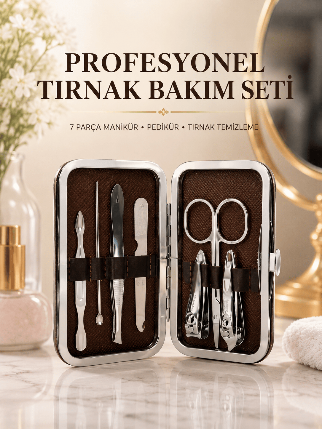 Manikür Pedikür Seti 7 Parça Tırnak Mantarı Tırnak Batığı Temizleme Taşınabilir Çanta