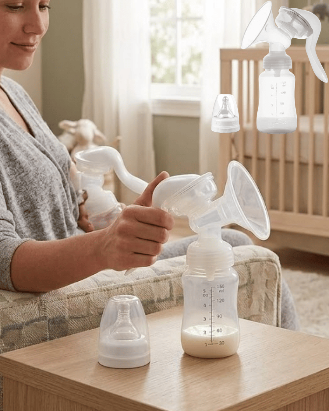 Manuel Göğüs Pompası Masaj Özellikli BPA İçermez Taşınabilir 180 ML