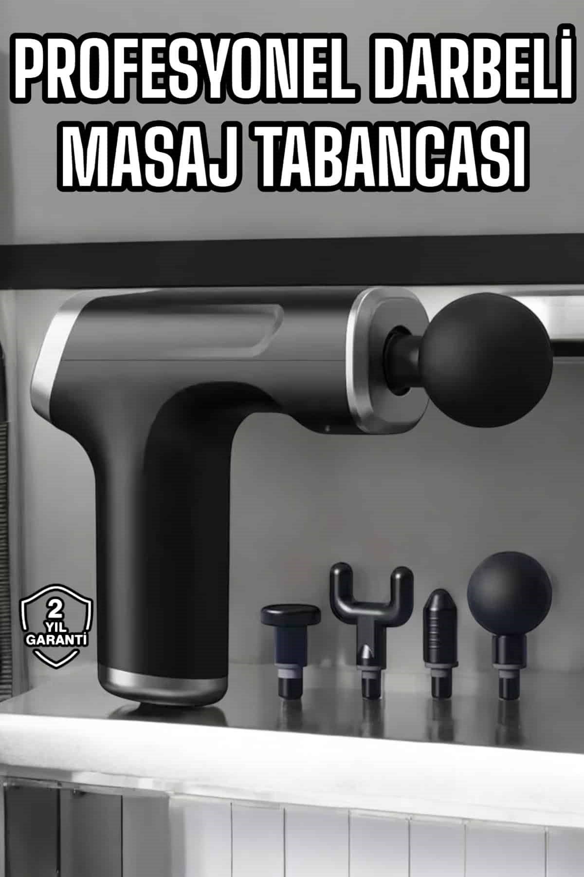 Masaj Tabancası 4 Başlıklı Kas ve Vücut Ağrıları İçin Şarjlı Darbeli