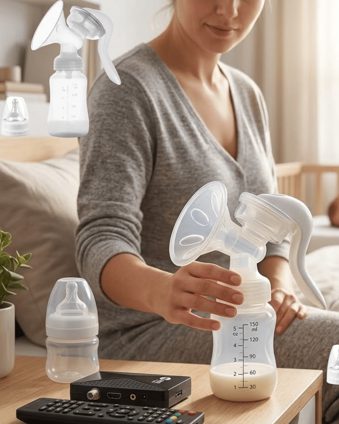 Masaj ve Sağım Özellikli Manuel Süt Pompası Sessiz Kullanım 180 ML