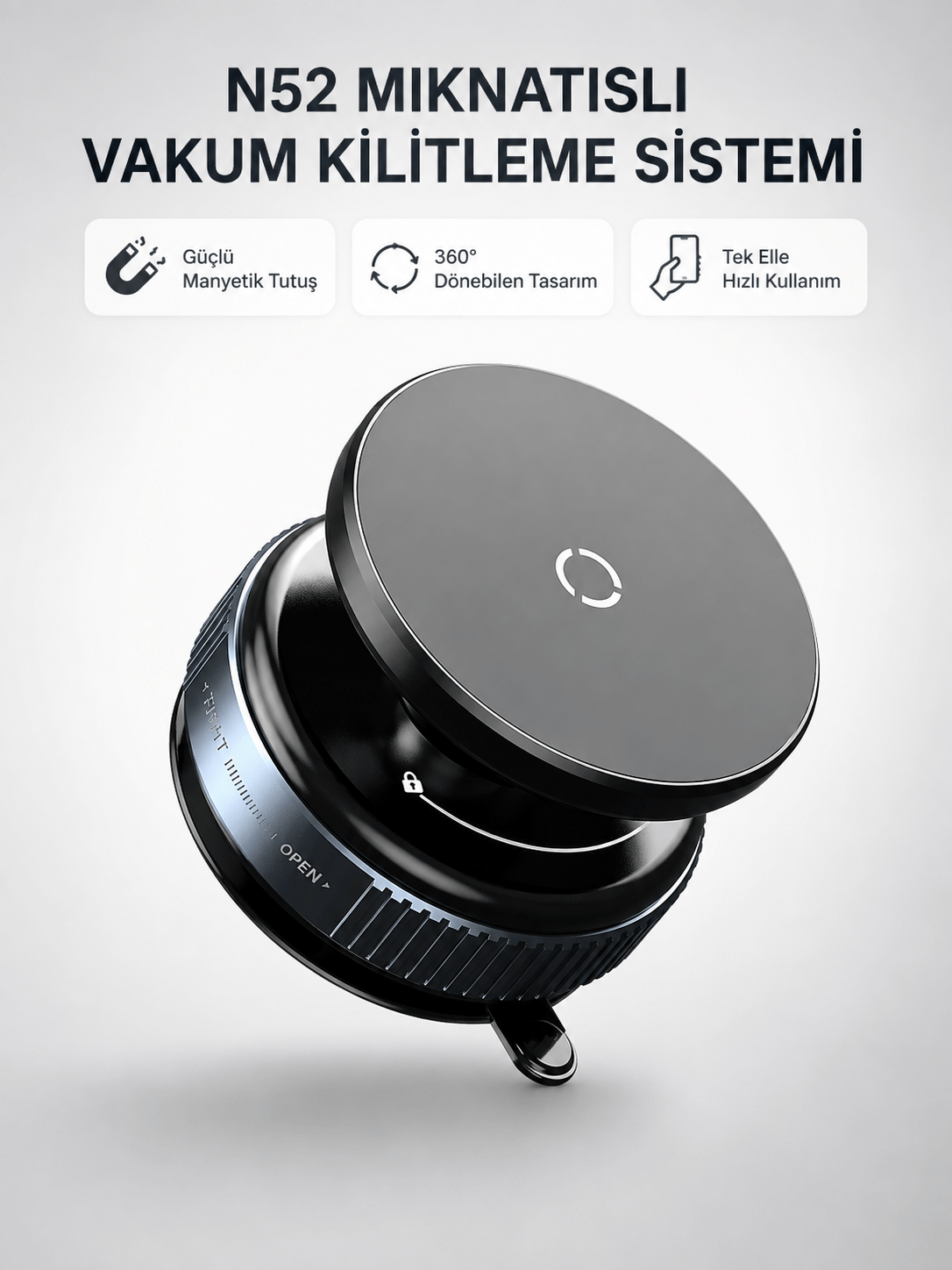 Mıknatıslı Araç Telefon Tutucu Vakum Teknolojili 360° Ayarlanabilir