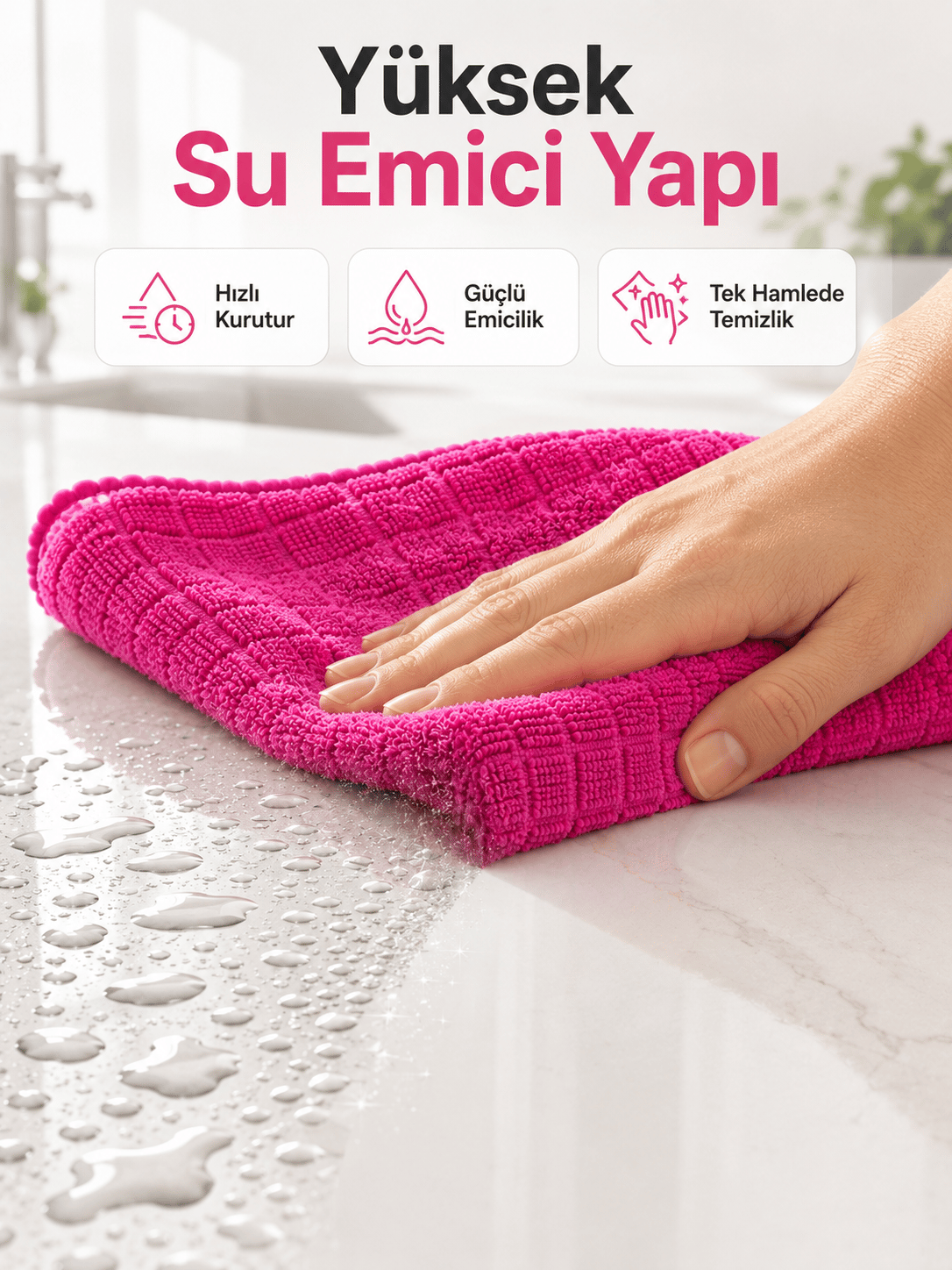 Mikrofiber Temizlik Bezi Cam, Ayna, Mobilya ve Tezgah İçin