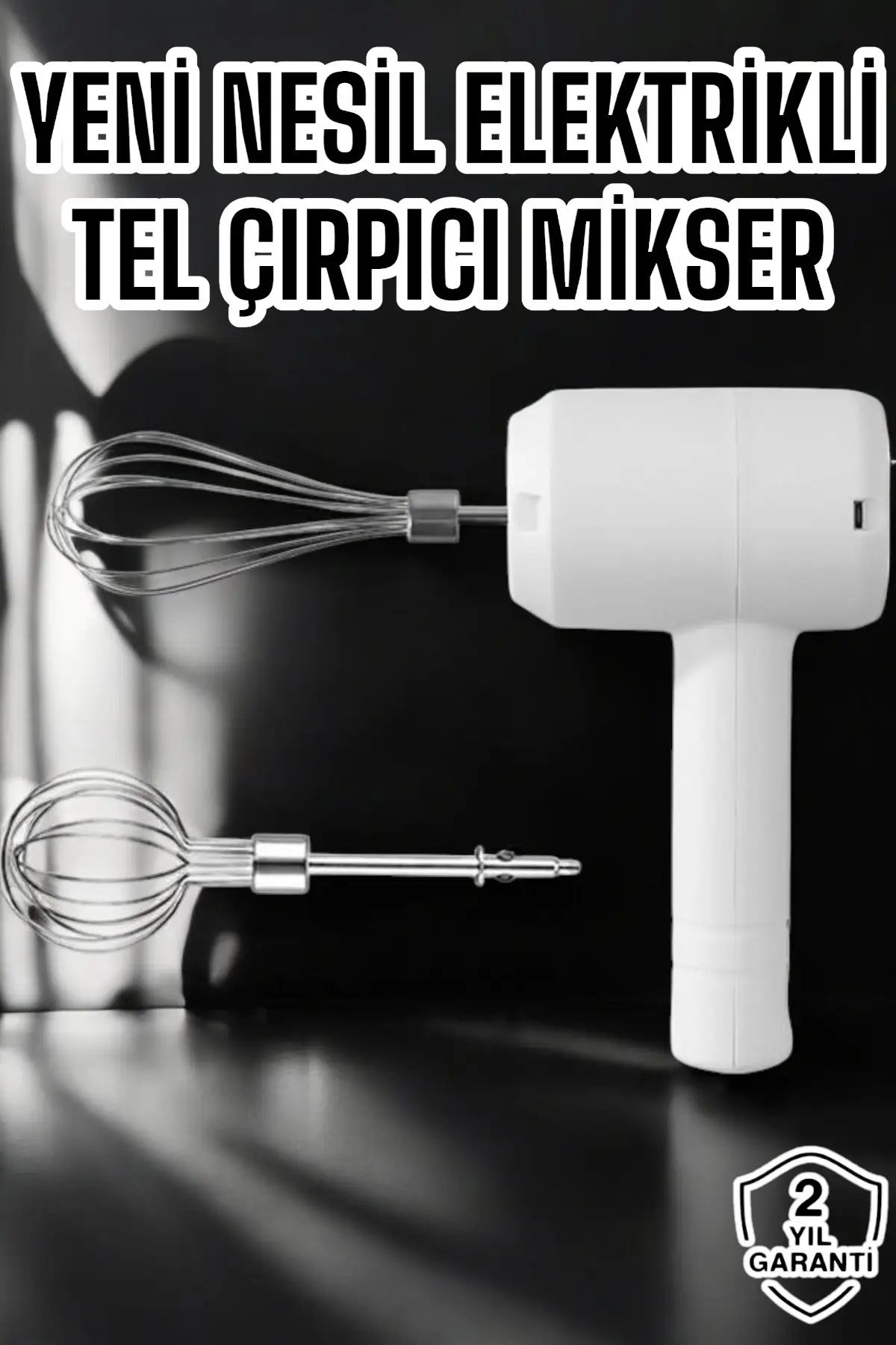 Mikser Çırpıcı Şarjlı Mini Taşınabilir Beyaz Tel Çırpıcı Paslanmaz Çelik