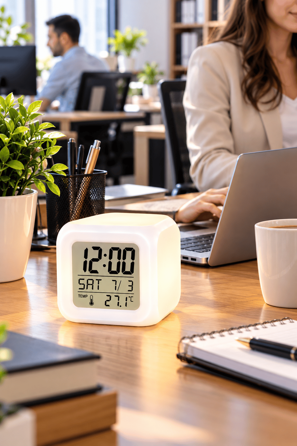 Modern Tasarımlı Küp Saat LED Aydınlatmalı Dijital Alarm Saati