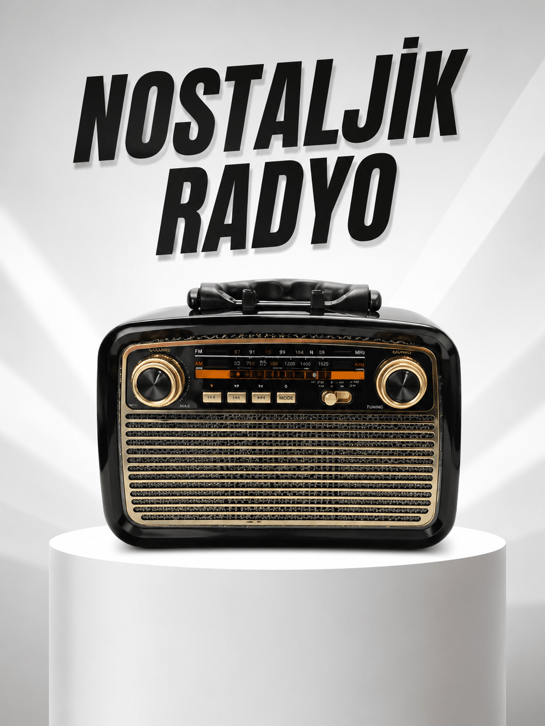 Müzik Kutusu Bluetooth Bağlantılı El Fenerli Nostaljik Tasarım Radyo
