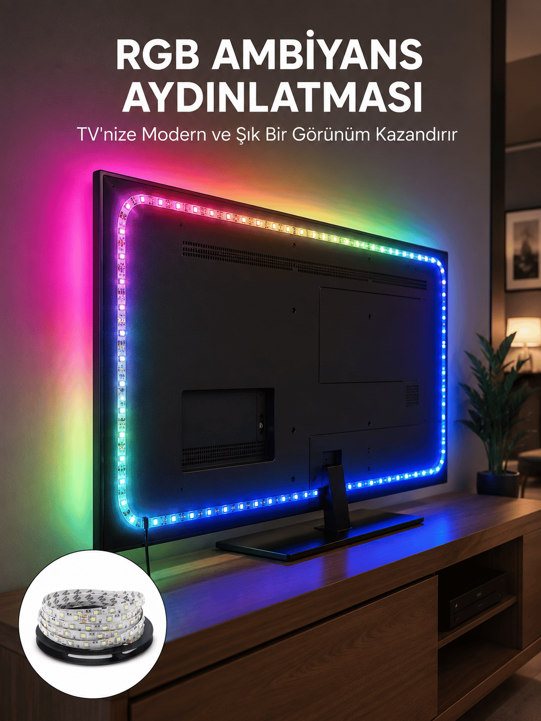 Müzikle Senkronize LED Şerit TV Aydınlatma Yeni Nesil