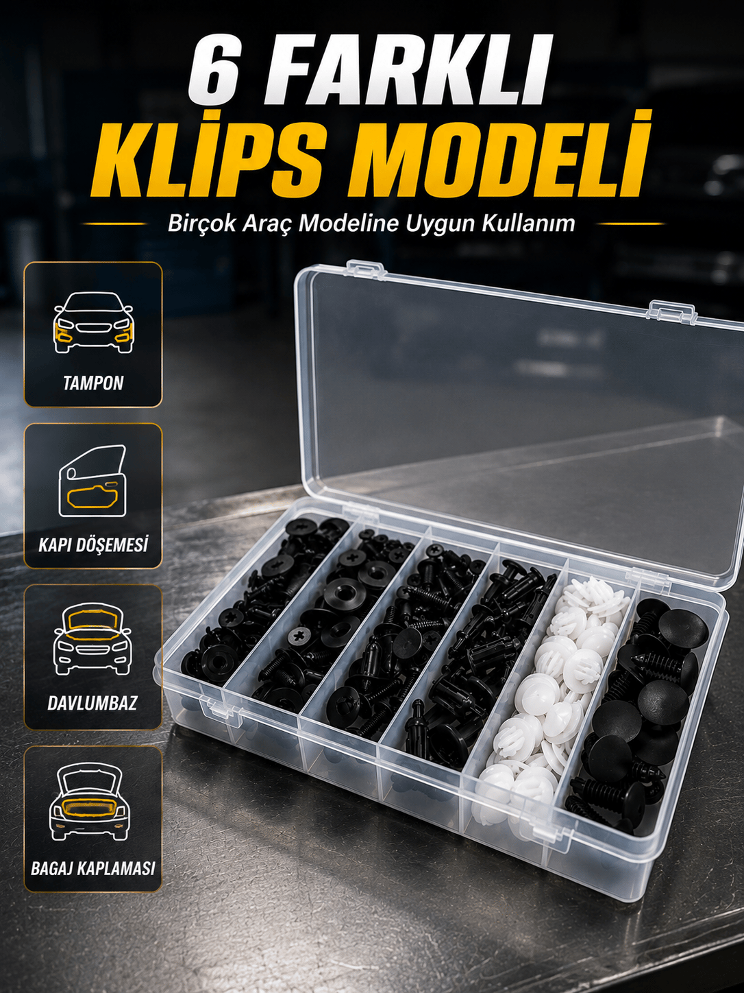 Otomotiv Plastik Klips Seti | Kaporta, Çamurluk, Davlumbaz ve İç Trim Klipsleri