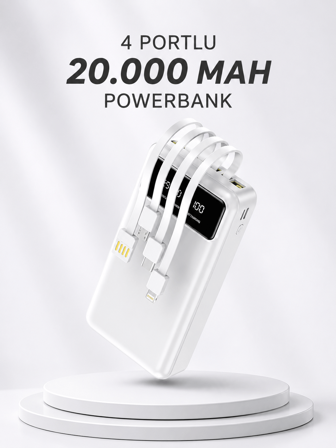 Powerbank Şarj Cihazı 4 Çıkışlı 20.000 MAH Powerbank Kompakt Yüksek Kapasiteli Hızlı Şarj