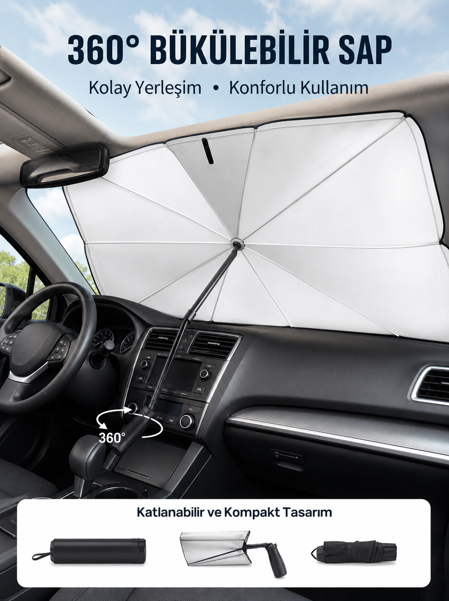 Pratik Ön Cam Güneşliği – Geniş Kapsama Alanı, Kolay Saklama Yeni Nesil