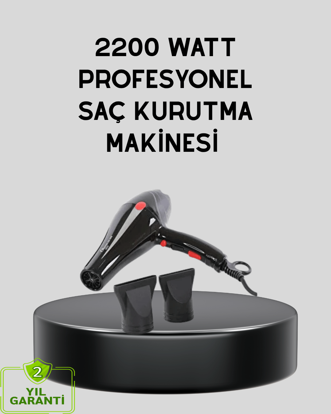 Profesyonel 2200W Fön Makinesi – AC Motorlu, Hızlı Kurutma, Hafif Tasarım