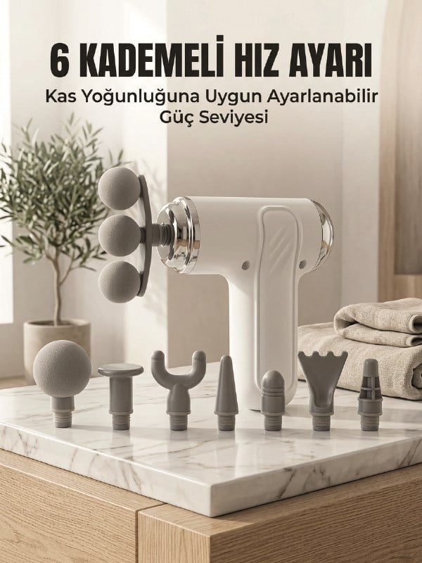 Profesyonel Kas Gevşetici Masaj Tabancası 8 Değiştirilebilir Başlıklı Kablosuz Masaj Cihazı