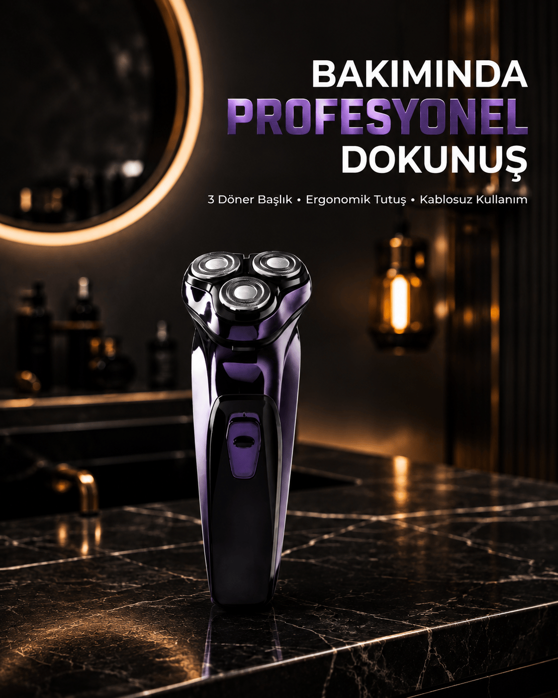 Profesyonel Şarjlı Tıraş Makinesi Ayarlanabilir Başlıklı Kablosuz