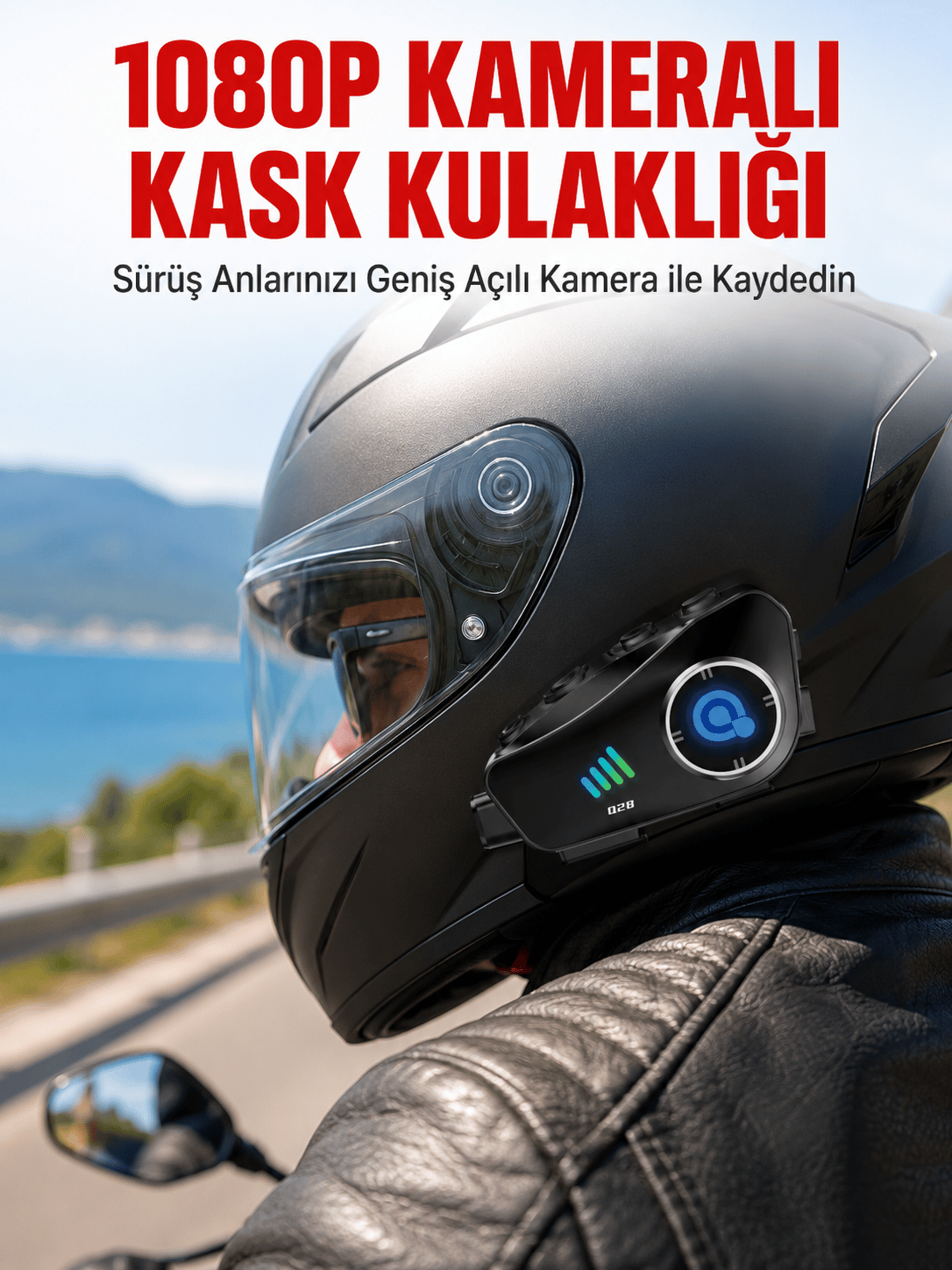 Q28 Bluetooth Kask Kulaklık 1080P Kamera Su Geçirmez Motosiklet Interkom Yeni Nesil