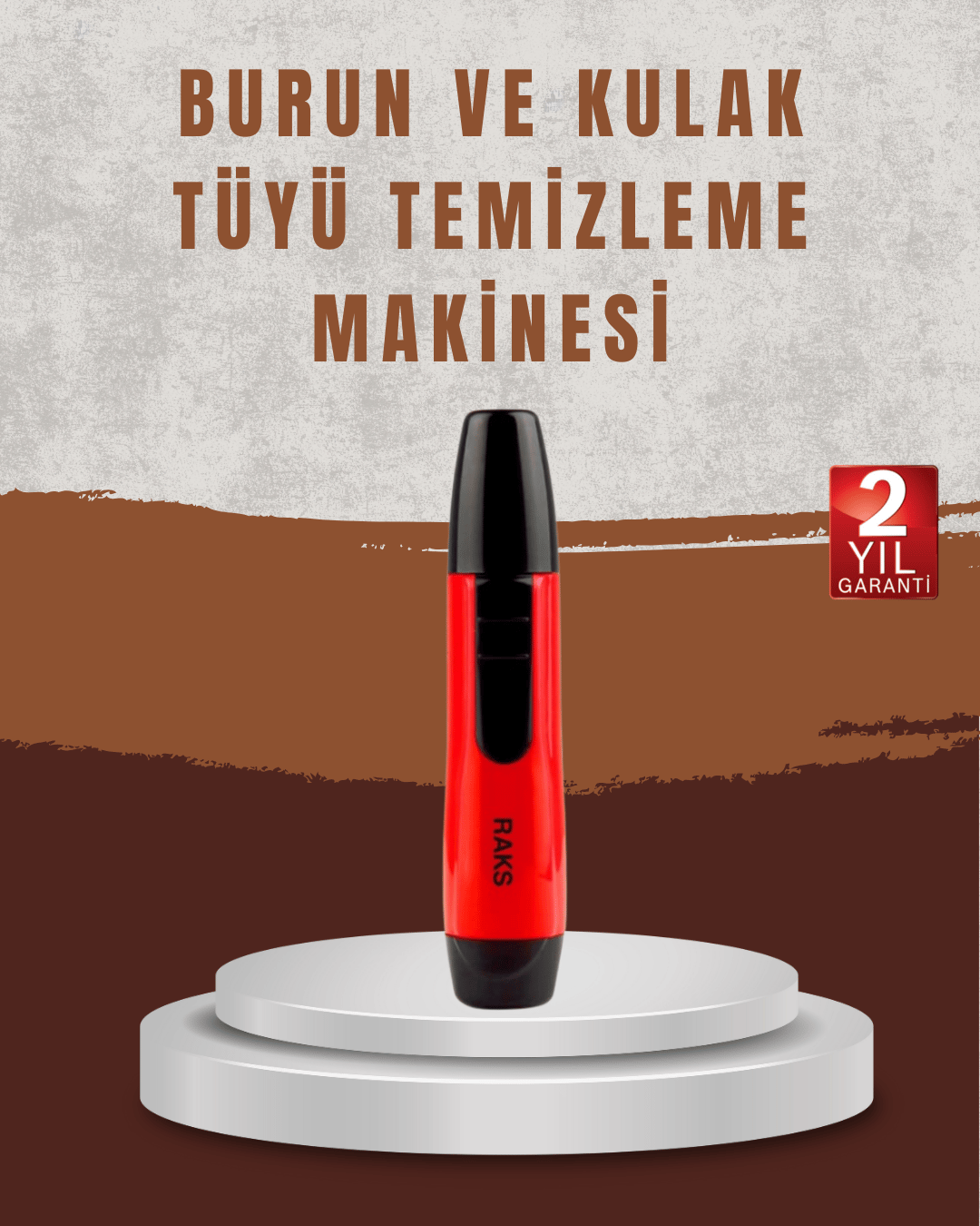 Raks Leo Burun Kulak Tüy Alma Makinesi 45 dk Şarj Süreli Kırmızı