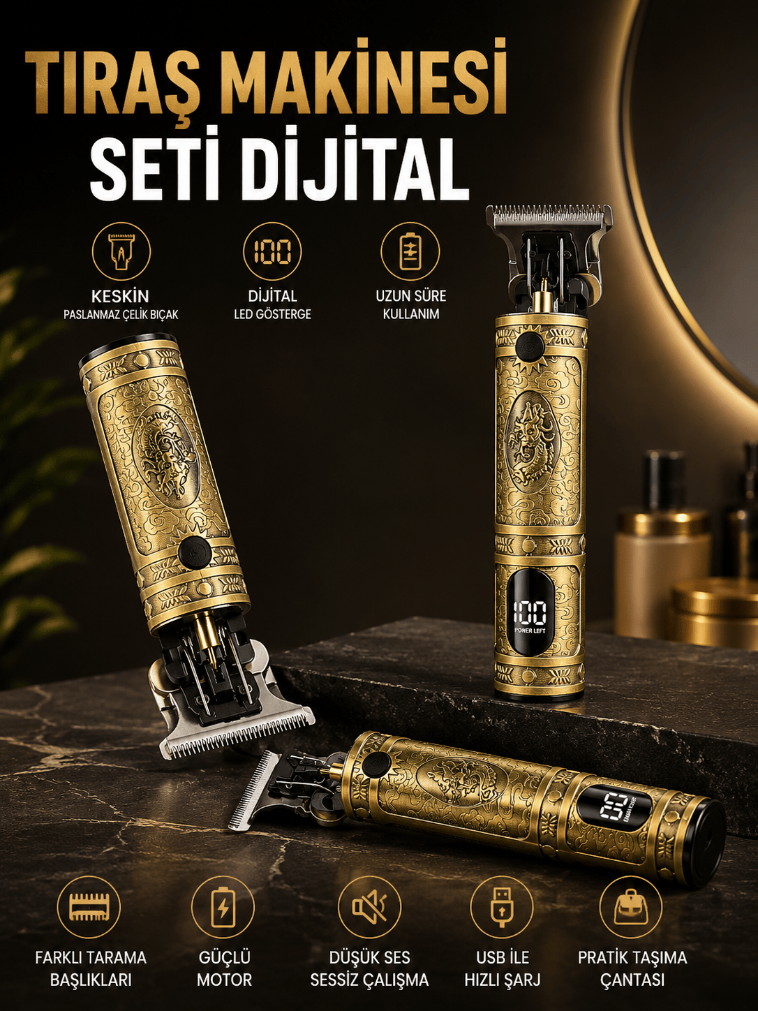 RD 378 Çizik Tıraş Makinesi Seti Dijital