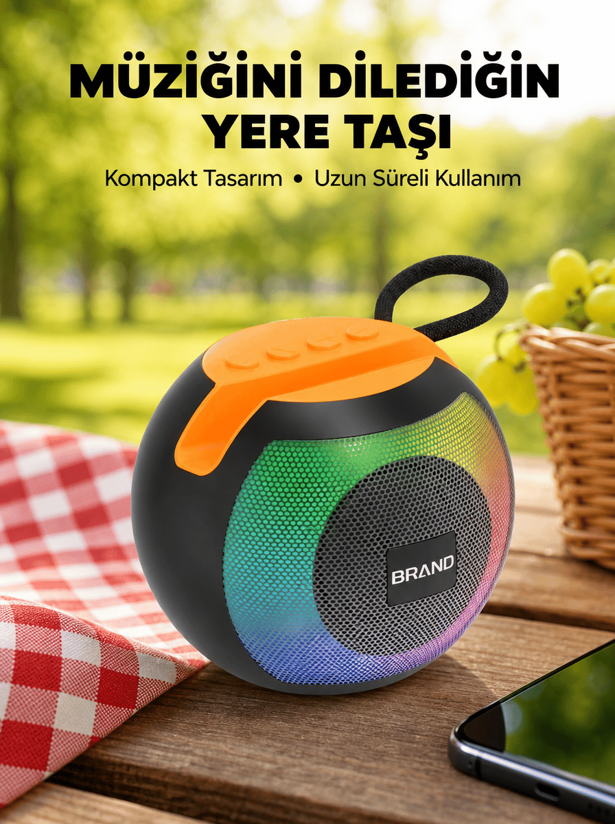 RGB Led Işıklı Güçlü Baslı Kablosuz Hoparlör Yeni Nesil