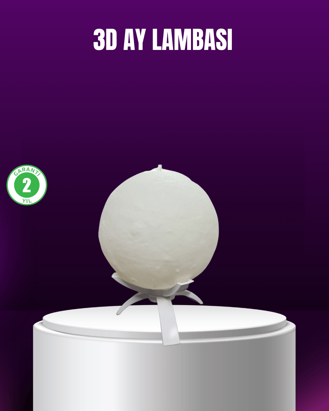 Şarjlı 3D Baskılı 16 Renk Ay Lambası  Stand