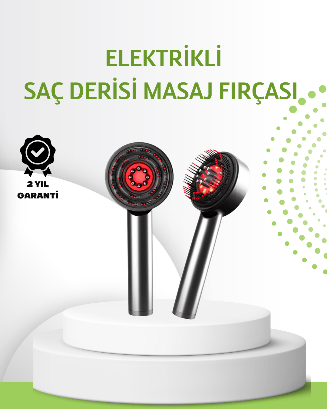 Şarjlı Saç Derisi Masaj Cihazı Kırmızı Işık ve 3D Tarak Dişli