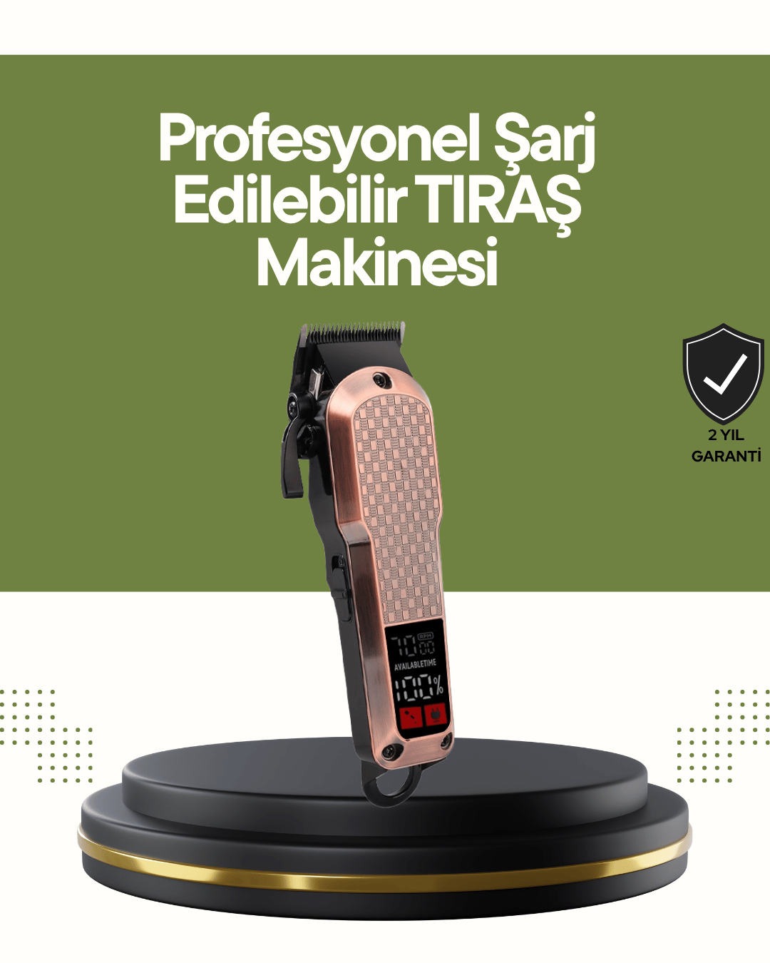Şarjlı Saç Kesme Makinesi – 4 Kademeli Ayar, LCD Ekran ve Hızlı Şarj Desteği