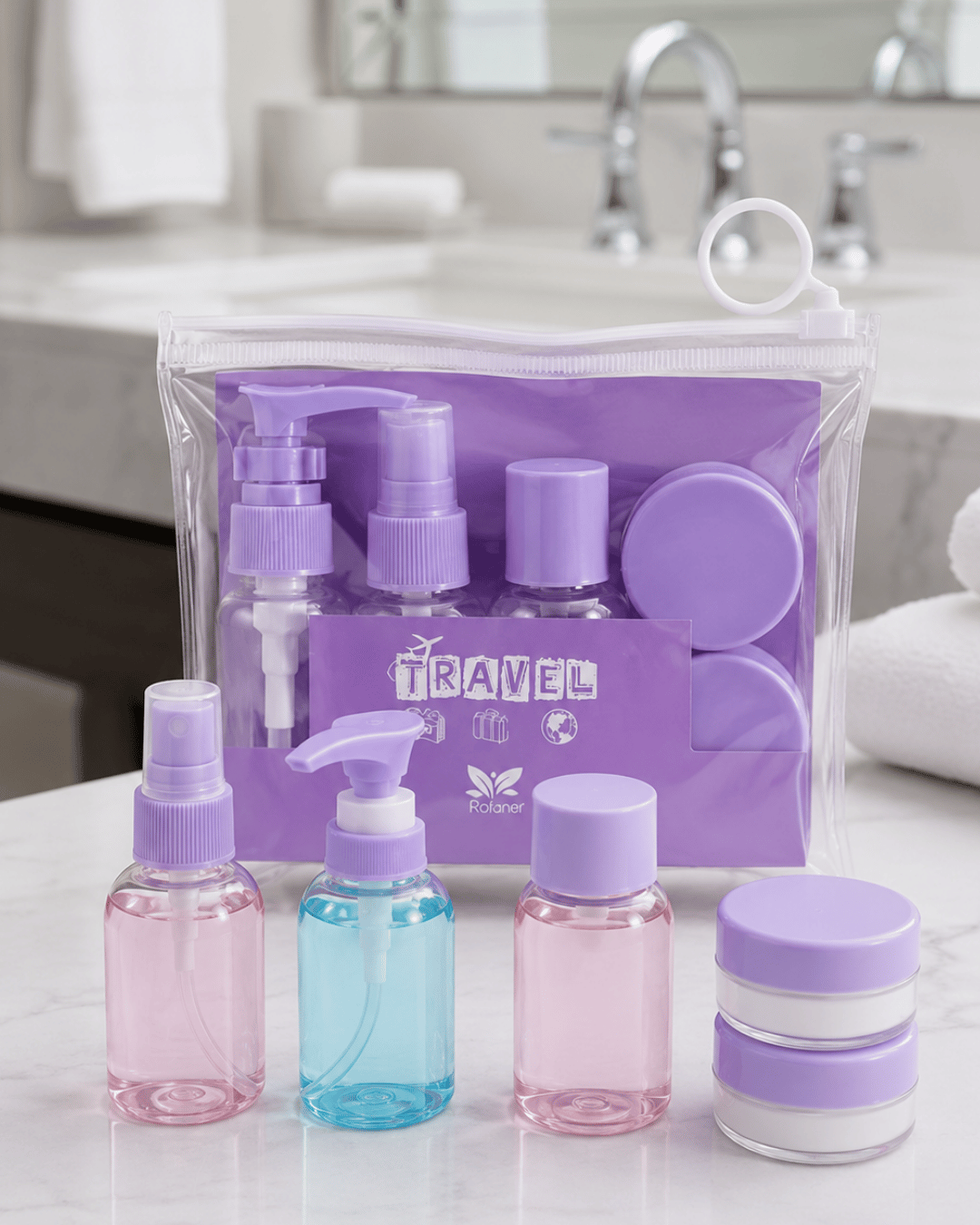 Şeffaf Seyahat Dolum Şişesi Seti 5 Parça Kozmetik Organizer