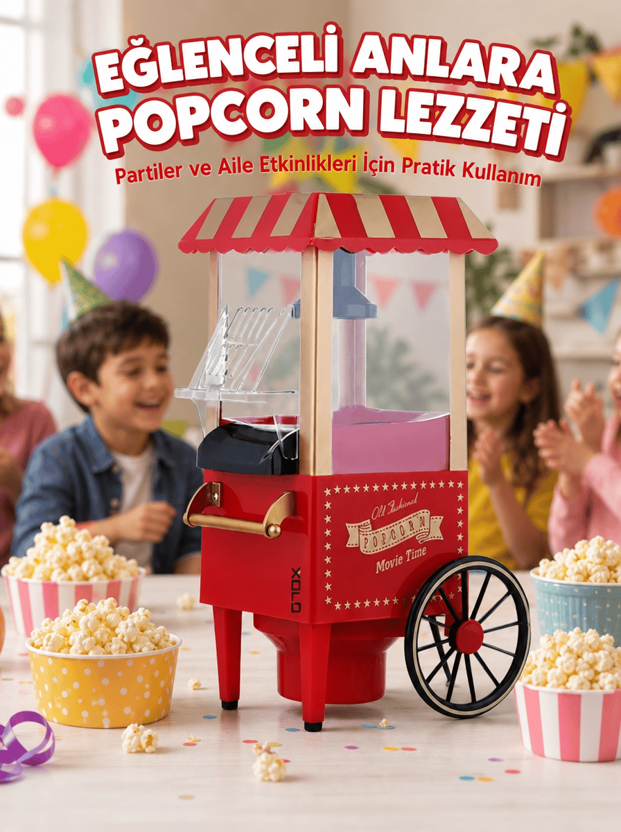 Sıcak Hava Teknolojili Yapışmaz Popcorn Makinesi