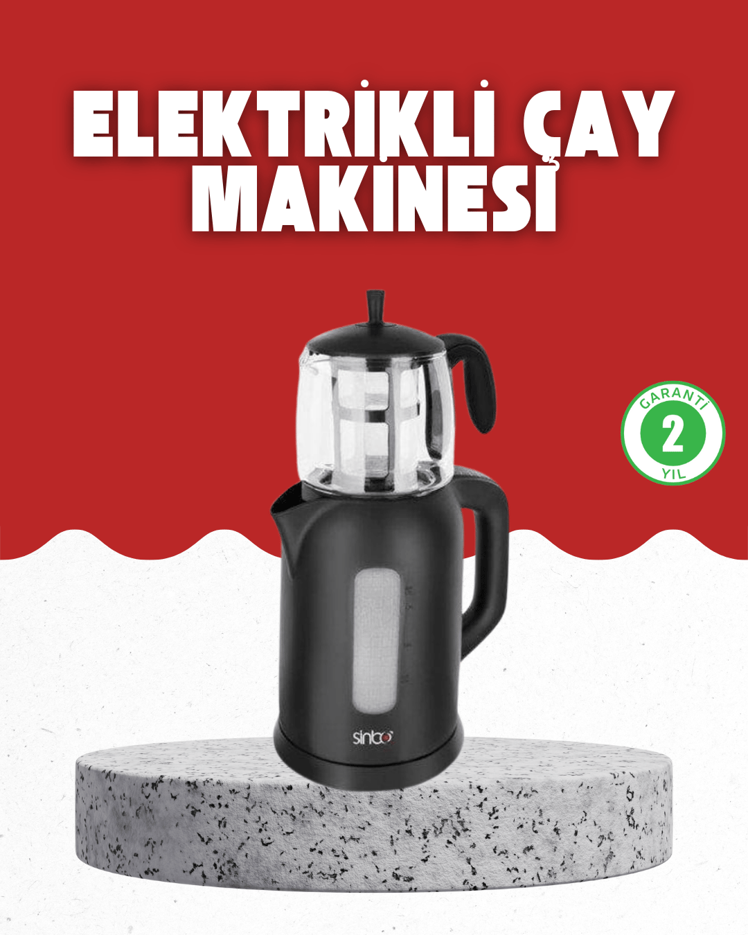 Sıcak Tutma Özellikli 2’si 1 Arada Çay Makinesi ve Su Isıtıcı