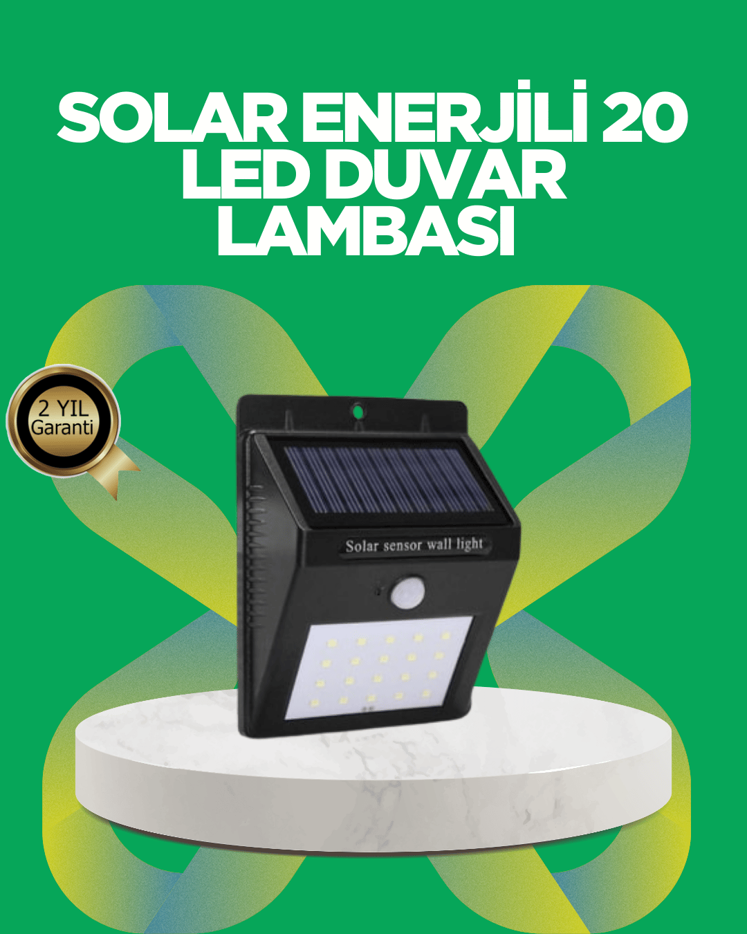 Solar Enerjili 20 LED Hareket Sensörlü Duvar Lambası