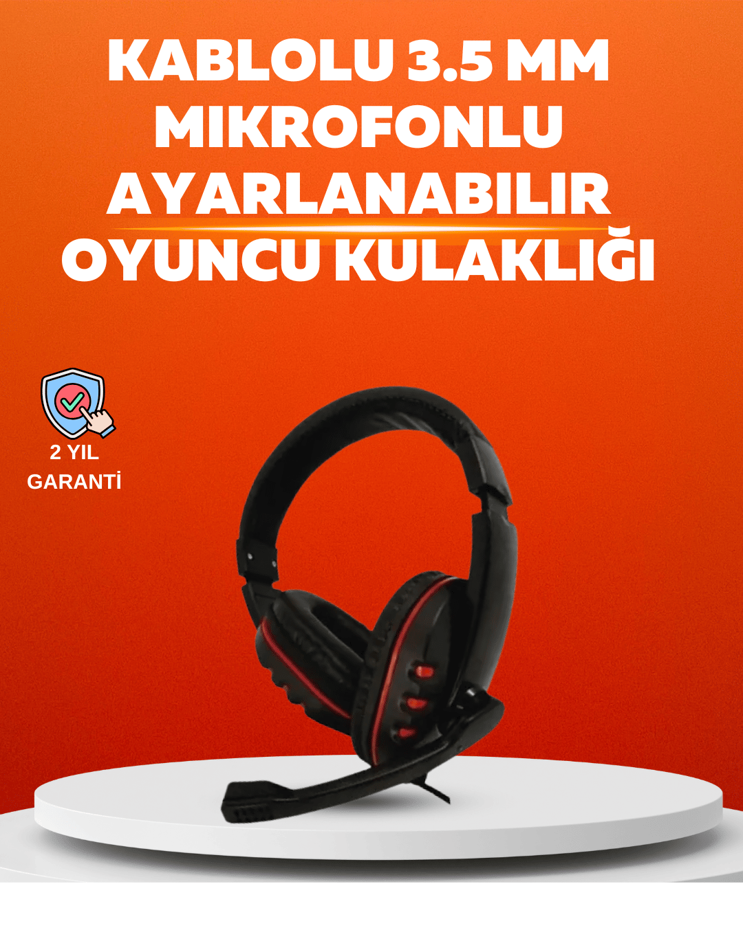 Stereo KırmızıKulaklığı Yumuşak Pedli Mikrofonlu