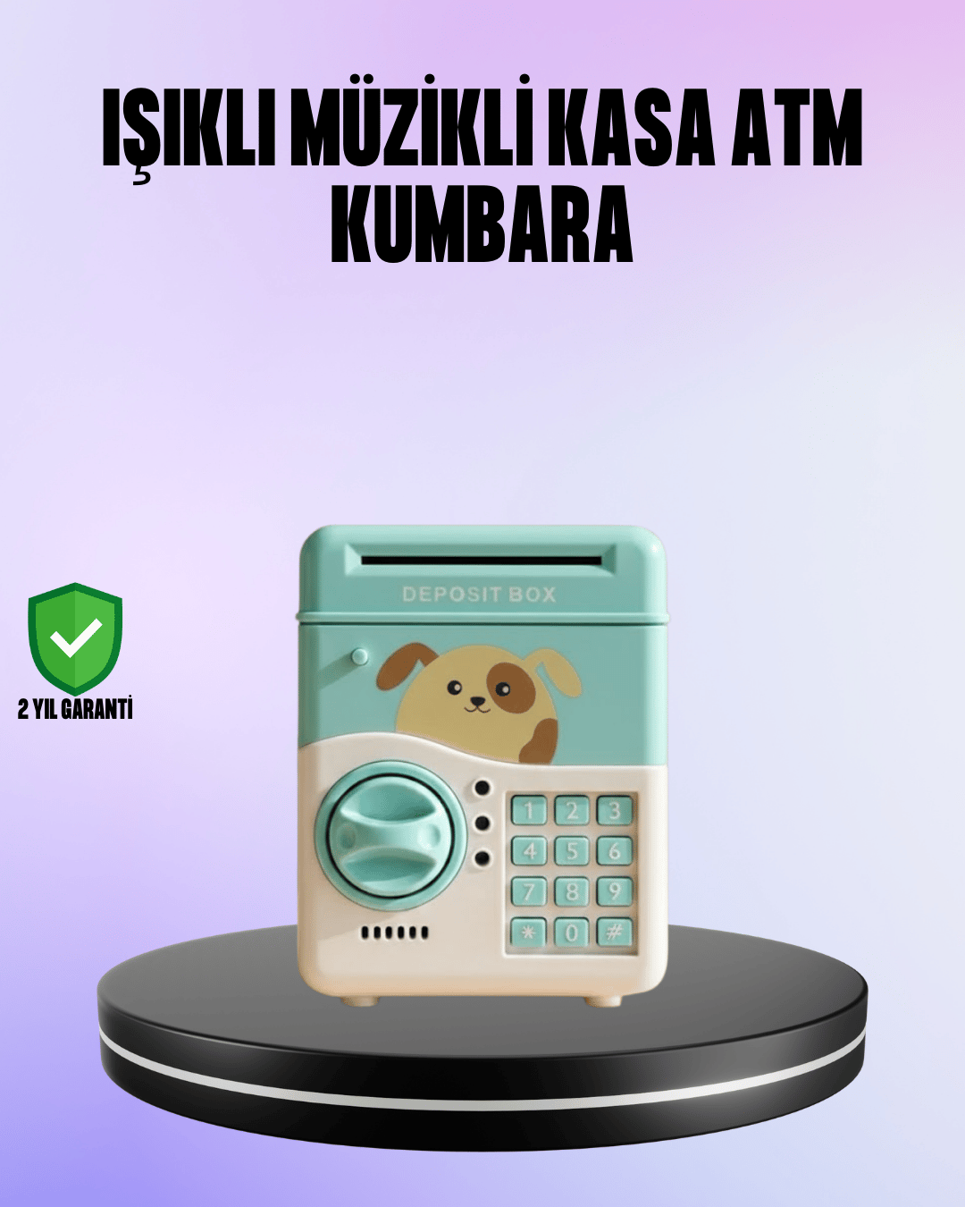 Su Yeşili Elektronik Şifreli ATM Tasarımlı Para Biriktirme Kumbarası