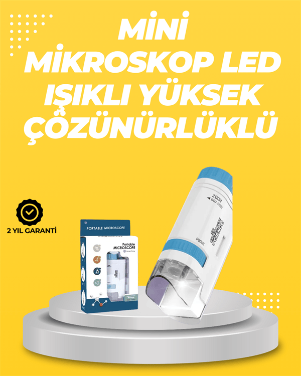 Taşınabilir LED Işıklı Cep Mikroskop – 80X–200X Büyütme