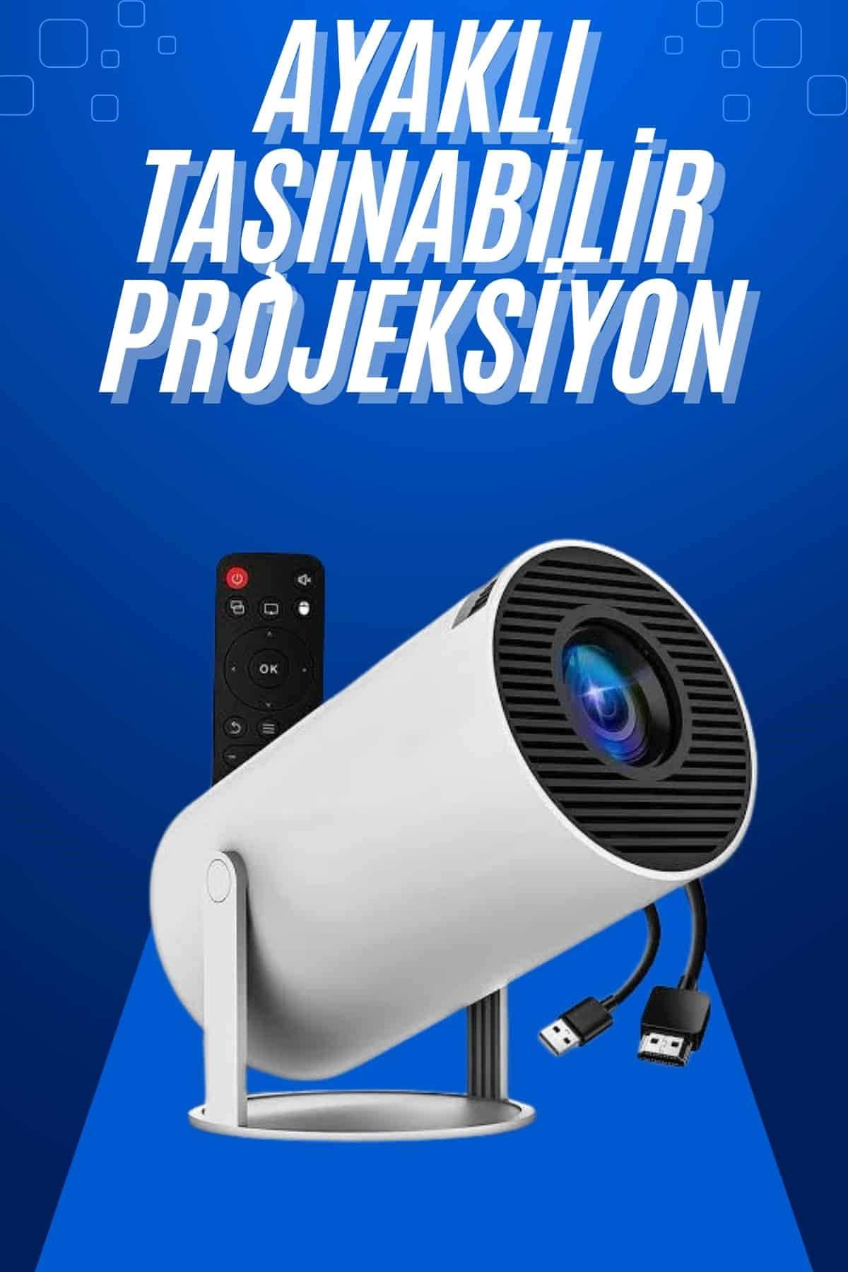 Taşınabilir Projeksiyon Ayaklı Projektör Android Uyumlu HDMI Girişli