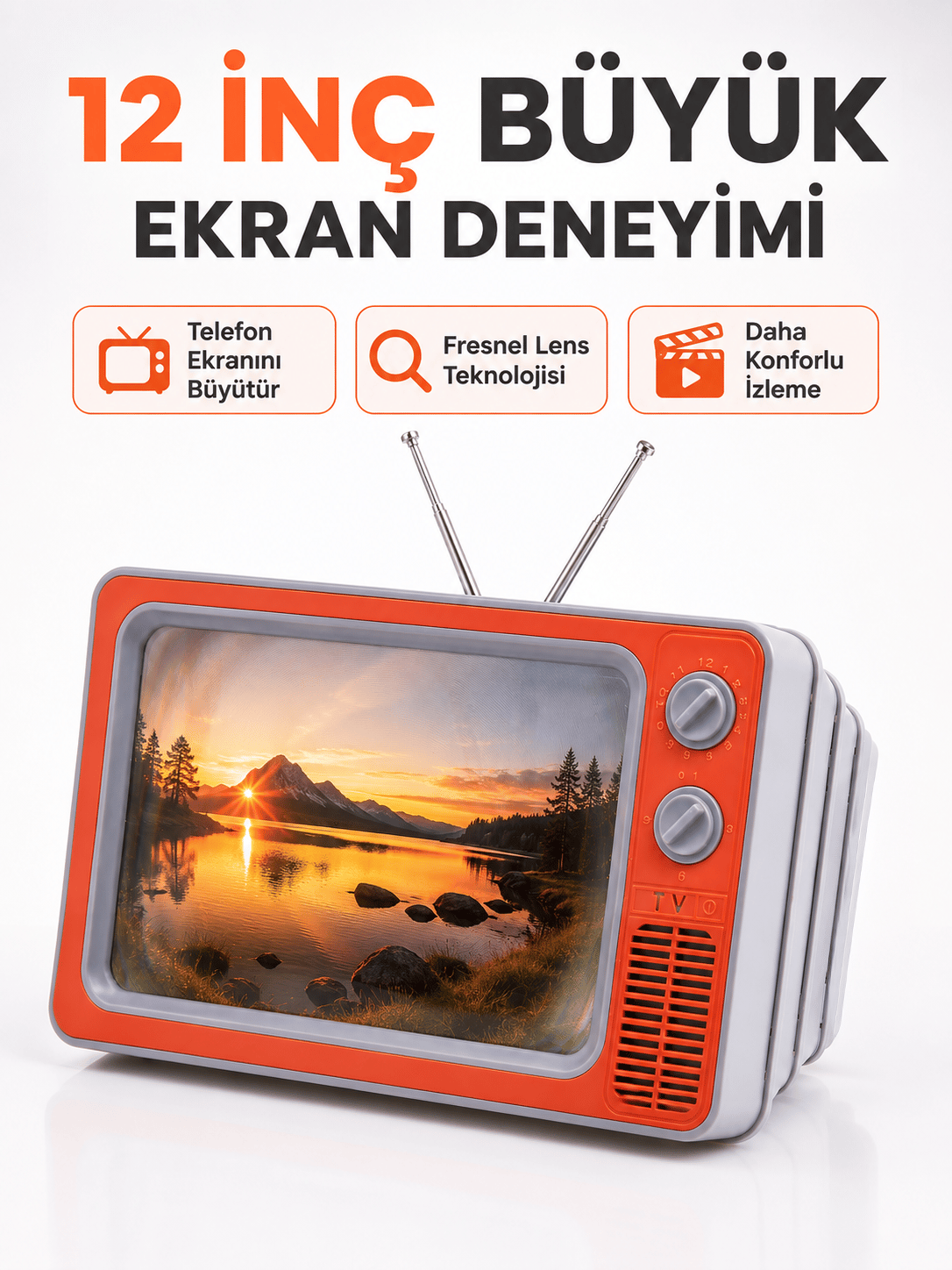 Telefon Ekran Büyütücü 3D HD Lens Retro TV Görünümlü Katlanabilir Mobil Ekran