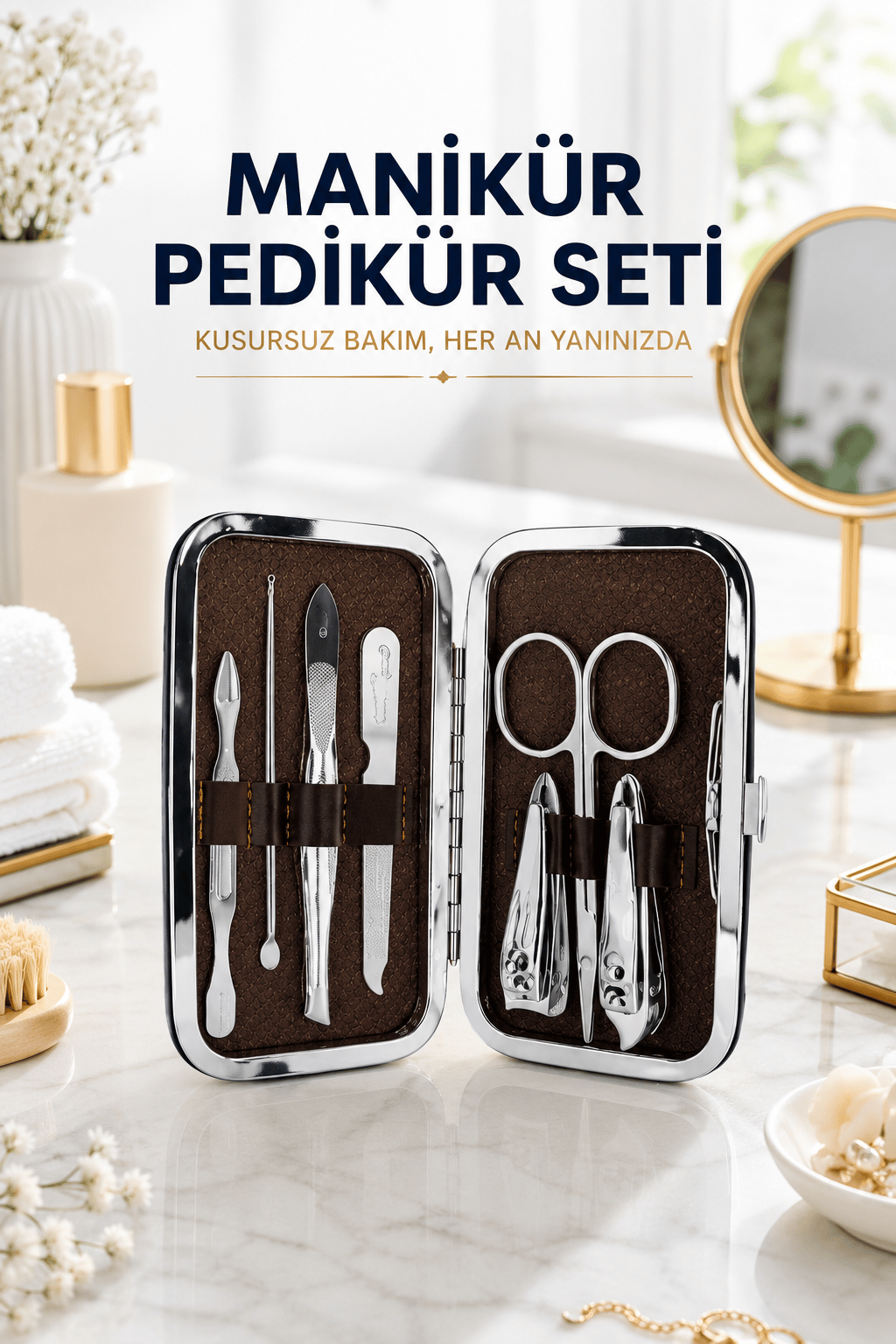 Tırnak Temizliği, Tırnak Batığı ve Düzenli Bakım İçin 7 Parça Çelik Set