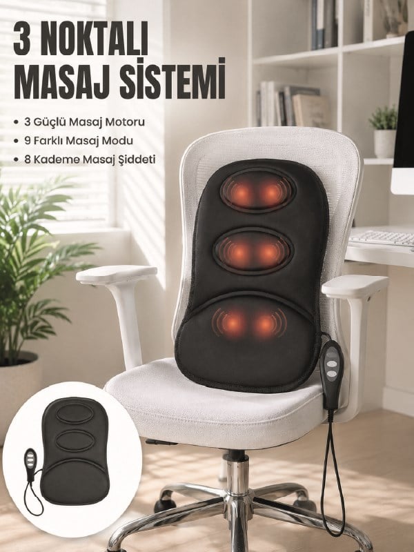 Titreşimli Masaj Koltuk Minderi Kademe Şiddet Ayarlı Isıtma Fonksiyonlu Masaj Pedi