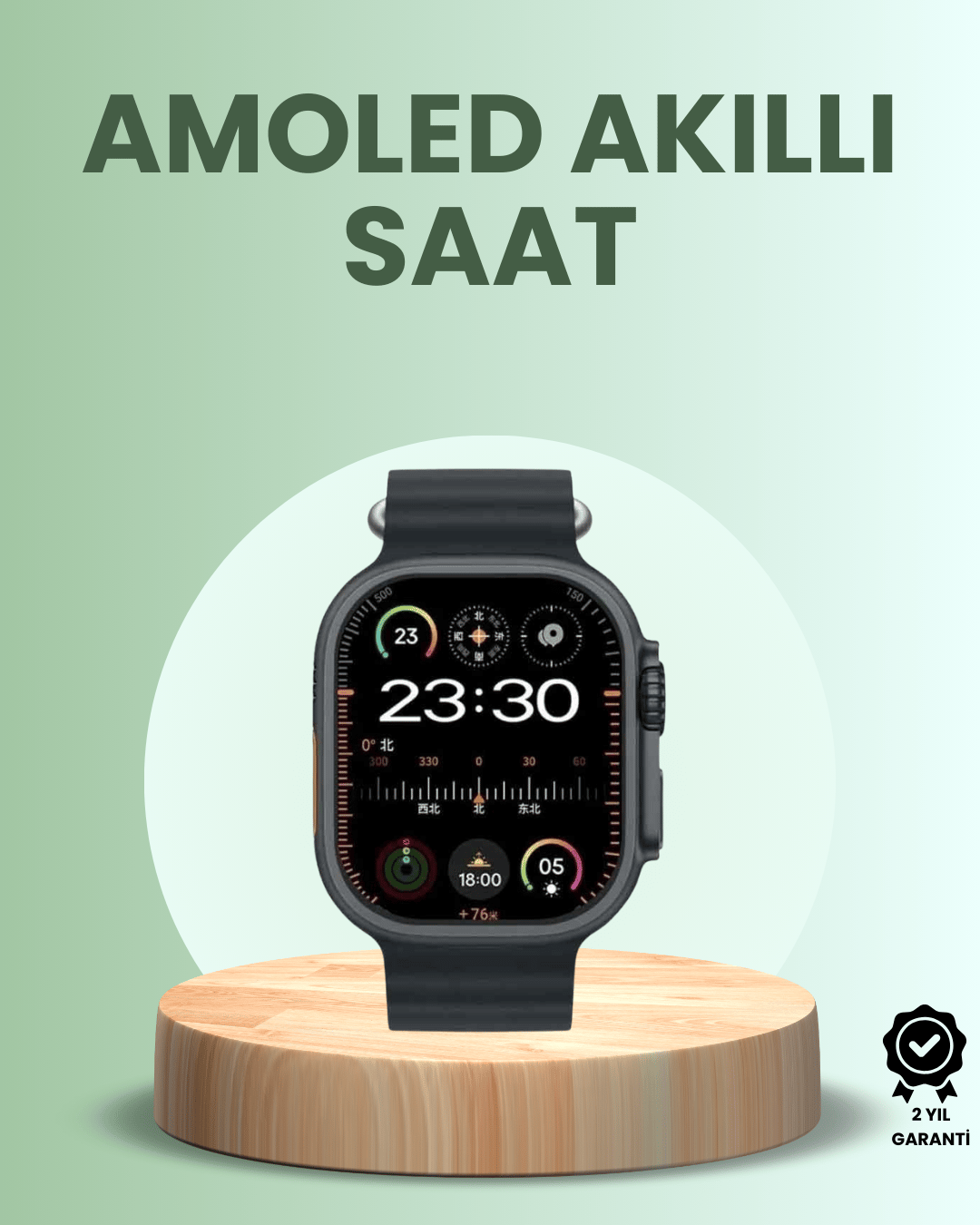 Ultra Akıllı Saat AMOLED Display 15 Gün Dayanıklı Batarya