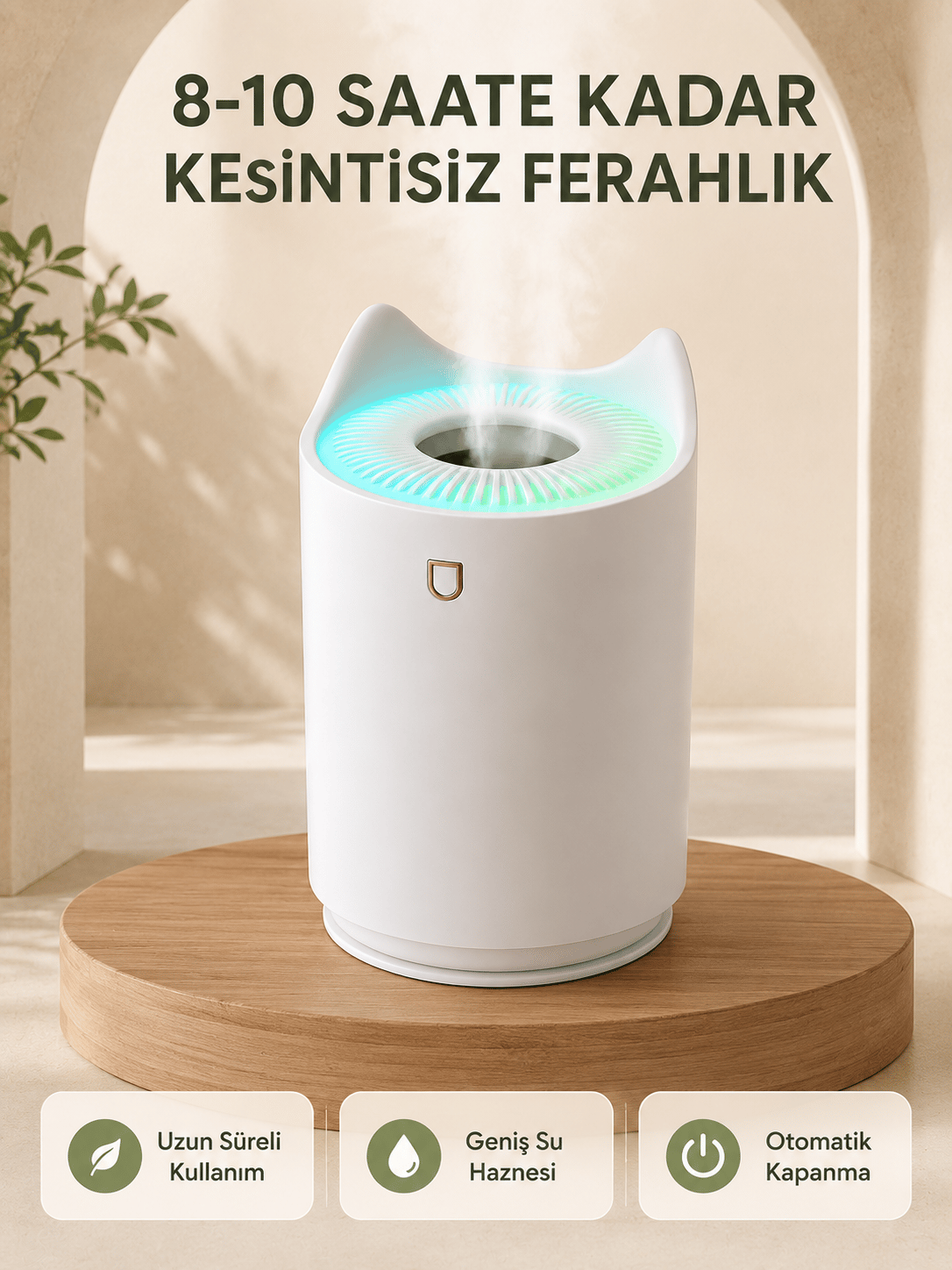 Ultrasonik Hava Nemlendirme Cihazı 7 Renk LED Aromaterapi Difüzör