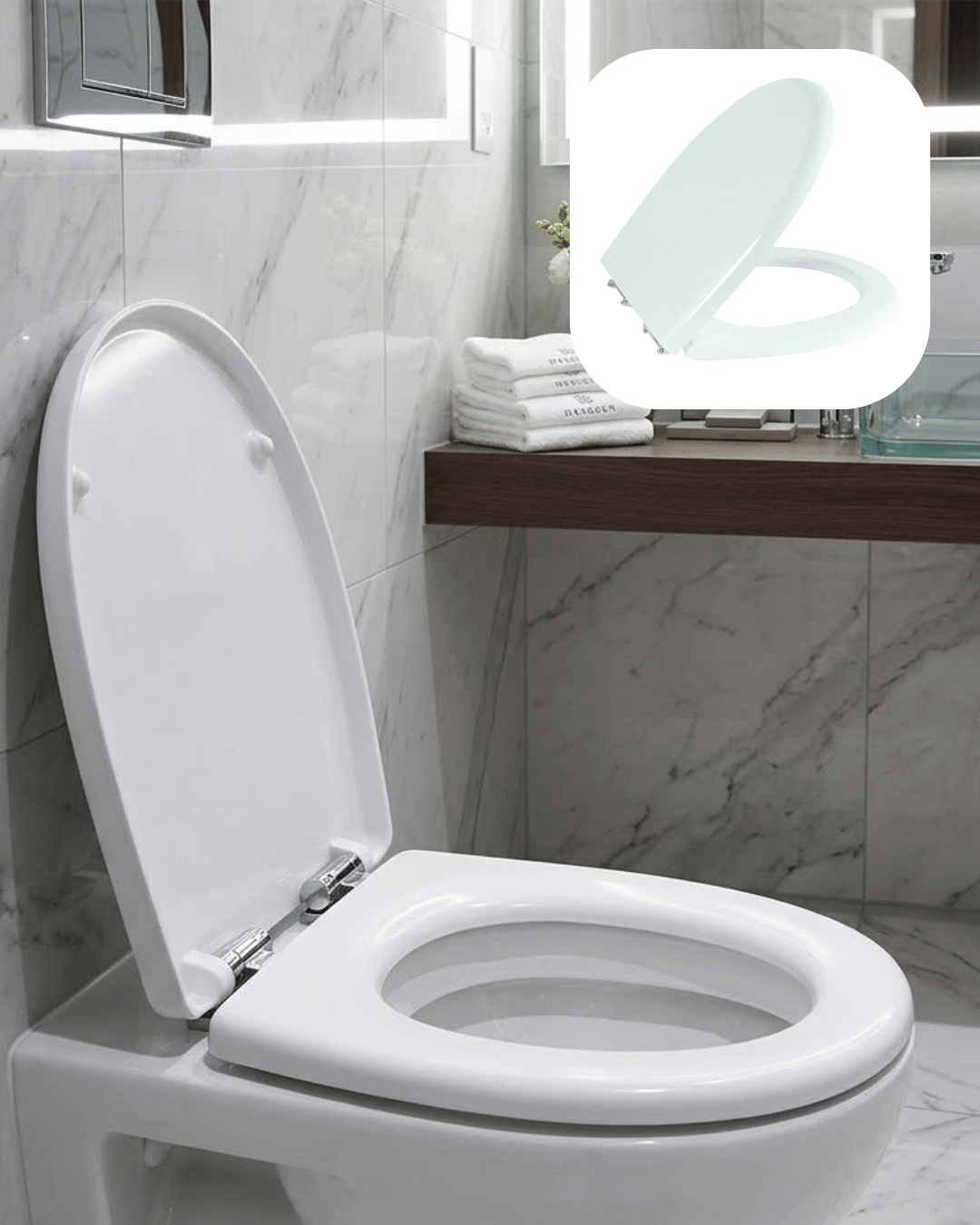 Universal Klozet Kapak Seti Kaydırmaz Alt Yüzey Kolay Temizlik Banyo Aksesuarı