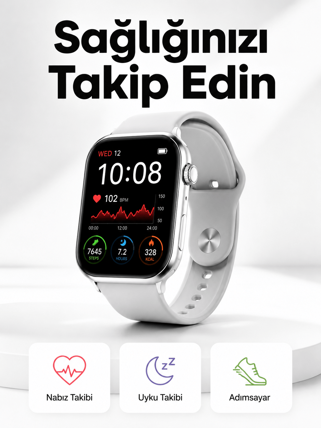 Yeni Nesil Akıllı Saat Adımsayar, GPS, Nabız Ölçer, Uyku ve Sağlık Takibi (Kopya)
