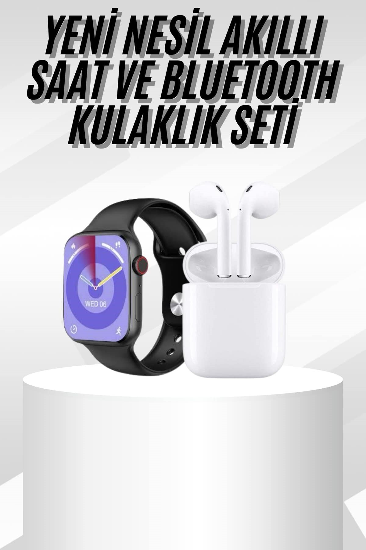 Yeni Nesil Akıllı Saat Ve Kulaklık Seti Gümüş Kasa Zarif Tasarım Çok Fonksiyonlu